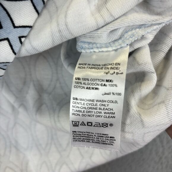 Chicos Top Large Supima Cotton Convertible Geometric Twist-Neck Tee Beachy Soft - Picture 7 of 11